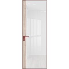 Алюминиевая дверь 6AGК кромка красный антрацит остеклённая