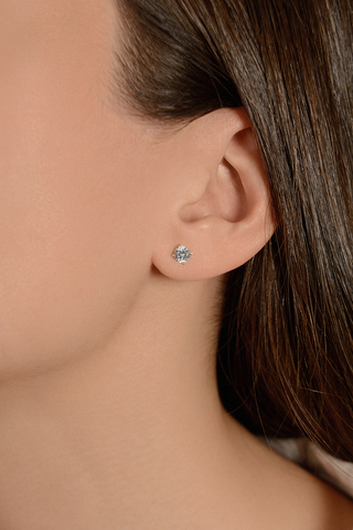 Серебряные серьги-пусеты с фианитом 5 мм