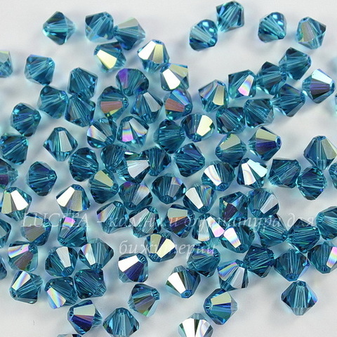 5328 Бусина - биконус Сваровски Indicolite AB 6 мм, 5 штук