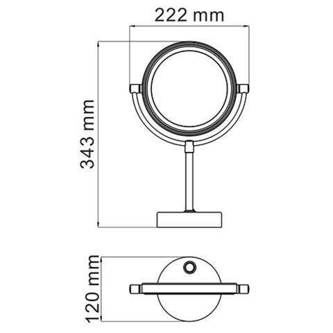 WasserKRAFT K-1005 Зеркало с LED-подсветкой двухстороннее, стандартное и с 3-х кратным увеличением