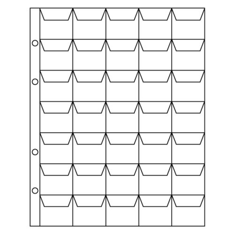 Лист для монет на 35 ячеек. 200 * 250 мм