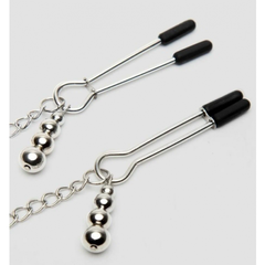 Атласный ошейник с зажимами для сосков Shades-of-Grey Play Nice