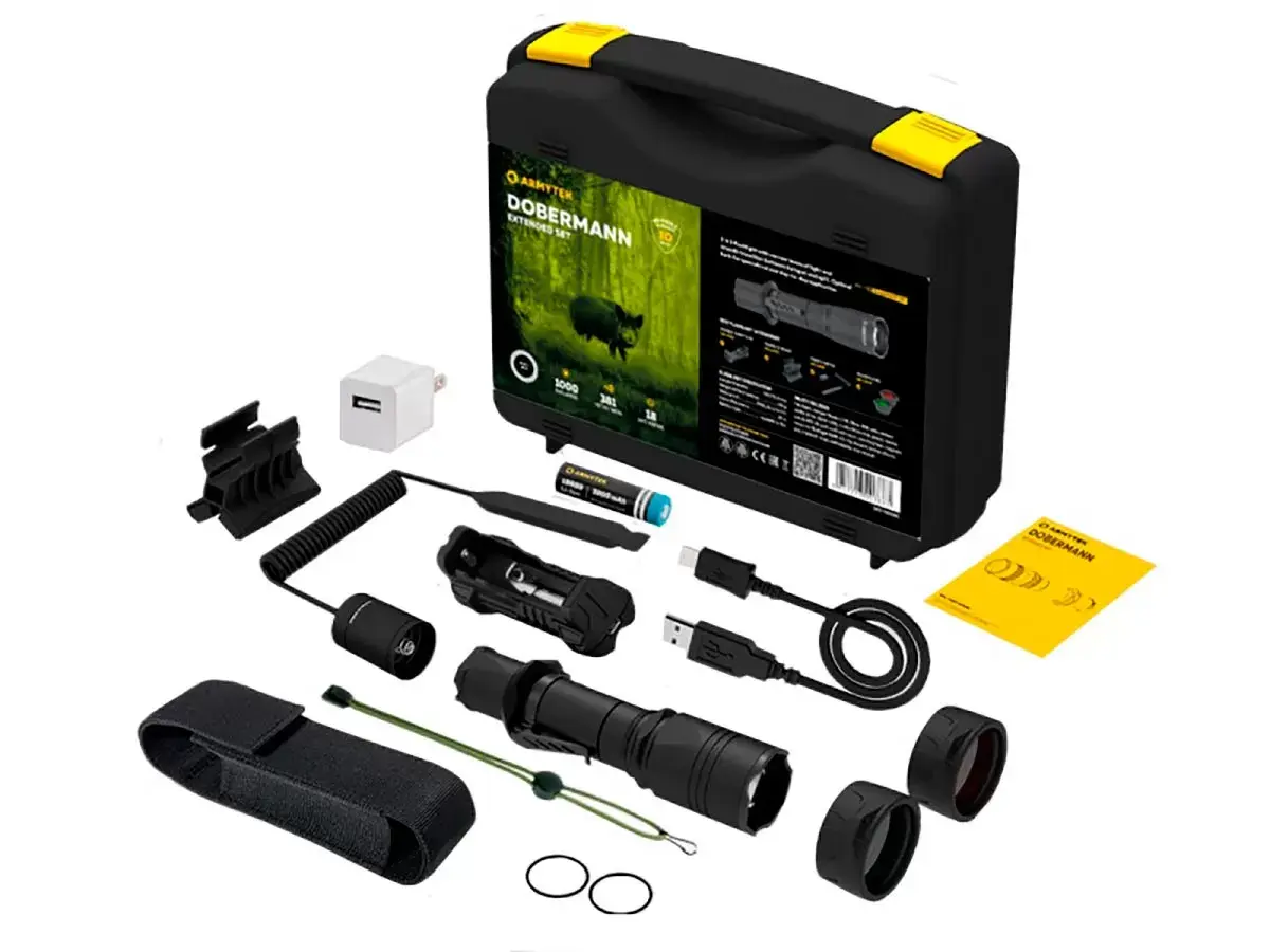 Фонарь подствольный с комплектом Armytek Dobermann Extended Set XP-L HI, 1000 lm, белый, до 381м, IP68, 115г