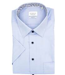 Сорочка мужская Eterna Comfort Fit 2132-K141-12 голубая с цветной отделкой, короткий рукав