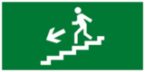 Эвакуационный знак - по лестнице вниз налево