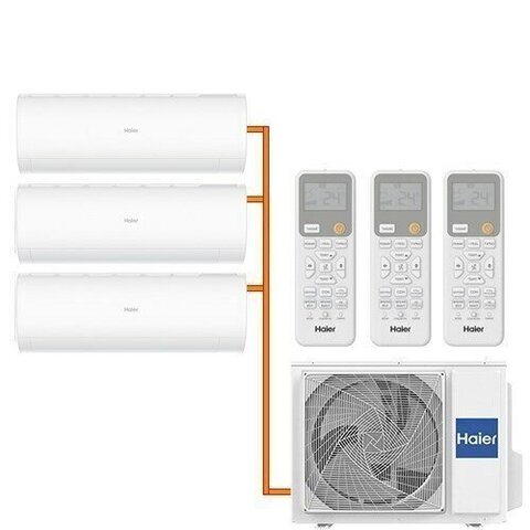 Мульти сплит-система Haier 2 x AS20PS1HRA-M + AS25PS1HRA-M / 3U55S2SR5FA на 3 комнаты 20+20+25 м2