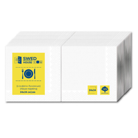 Салфетки бумажные 1 сл 24 см 400 л Swed House белый