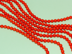 Нить бусин для украшений 8мм, "Майорка-Красный коралл" (имитация)