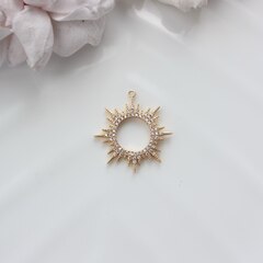 Подвеска Солнце с фианитами 27*25 мм, позолота, П859