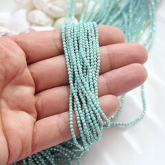 Бусины стеклянные мятные с покрытием круглые 2 мм, К174