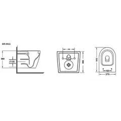 Унитаз подвесной Grossman GR-4411SQ Tornado безободковый с сиденьем микролифт 520x365x360