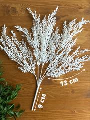 Букет снежной мимозы, искусственная зелень, цвет Белый, слегка пушистый, 39 см, набор 2 букета