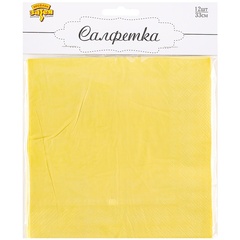 Салфетки однотонные, Пастель, Желтый, 33 см, 12 шт.