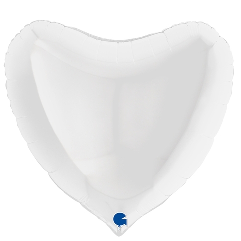 Воздушный шар сердце большое, белый, 91 см