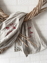 Шарф льняной комби. со штампами 