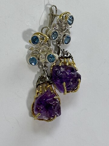 Аметист друза (серьги из серебра)