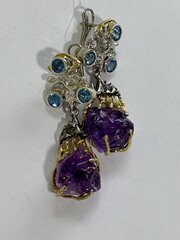 Аметист друза (серьги из серебра)