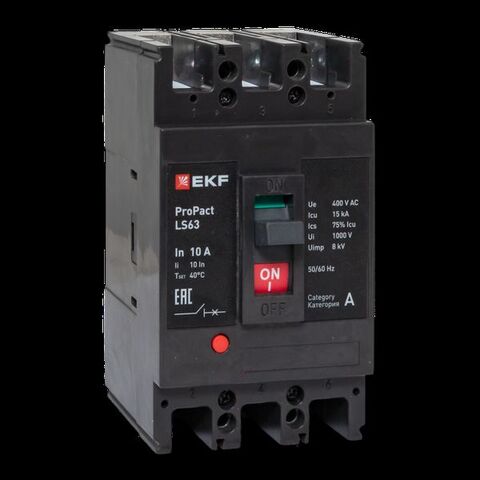 Выключатель автоматический в литом корпусе ProPact LS63 10А 3P 15кА EKF