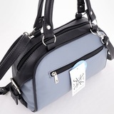 Сумка Саломея 257 гладкий серо-голубой + черный