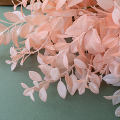 Листья рябины, искусственная зелень, цвет пастельный Розово-персиковый, в патине, букет 6 веток, набор 2 букета.
