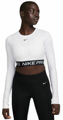 Женская теннисная футболкаNike Pro 365 Dri-Fit Cropped Long-Sleeve Top - white/black