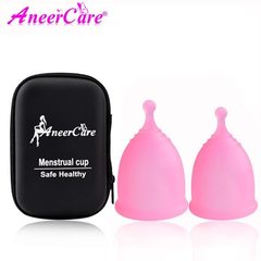 Набор менструальных чаш AneerCare, розовый, хвостик  шар