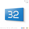 Табличка с номером 32 на дверь квартиры, для офиса, кабинета, аудитории, склада, голубая 120х70 мм, Айдентика Технолоджи