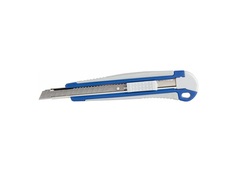 Нож технический КОБАЛЬТ лезвие 9 мм, двухкомпонентный корпус, металлическая направляющая, автостоп, блистер (242-144)