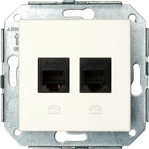 Розетка телефонная/компьютерная RJ11+RJ45 6 кат.. Цвет Металлик. Fontini F37(Фонтини Ф37). 37708502