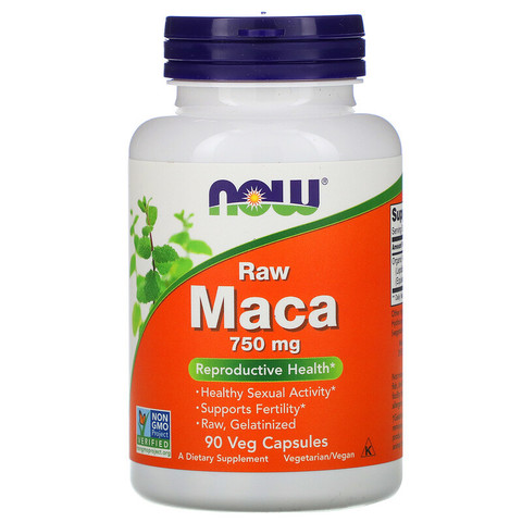 Now Foods, Мака, необработанная, 750 мг, 90 растительных капсул