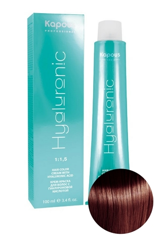 Крем-краска для волос с Гиалуроновой кислотой HY 5.5 Светлый коричневый махагоновый Kapous, 100 мл