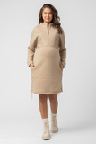 Утепленное платье для беременных и кормящих 14300 латте кожа беж
