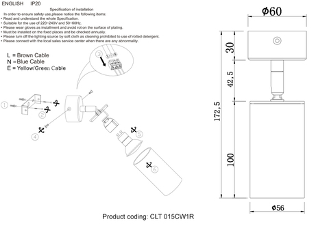 Накладной светильник Crystal Lux CLT 015CW1R BL