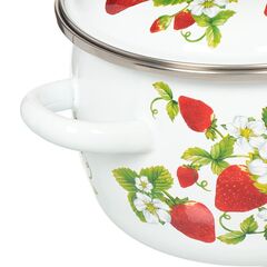 Кастрюля сталь, эмал, 2 л, с крыш, Сиб товары, Клубничная поляна, 3MC161P, индукц