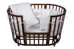 Комплект в кроватку Nuovita "Corona", 6 предметов (борт из 12 подушек) (серебро)