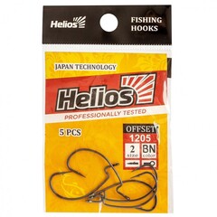 Купить рыболовный крючок офсетный Helios №2 цвет BN (5 шт) HS-1205-2