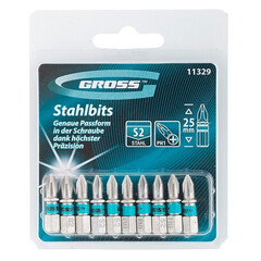 Бита РН1 х 25, сталь S2, 10 шт. Gross, 11329