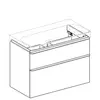 Шкафчик для раковины Geberit Smyle Square, с двумя выдвижными ящиками: B=88.4см, H=61.7см, T=47см, Песчаный глянец / Высокоглянцевое покрытие
