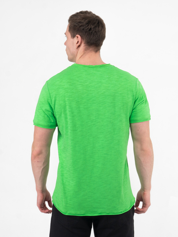 Мужская футболка «Великоросс» травяного цвета V ворот