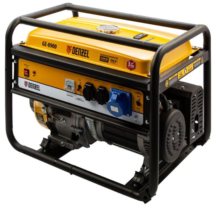 Генератор бензиновый GE 8900, 8,5 кВт, 25 л, ручной старт DENZEL 94639
