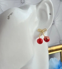 Серьги ювелирные ДВЕ ВИШНИ НА ВЕТОЧКЕ style by VALENTINO