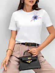 Футболка больших размеров с принтом цветок