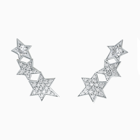 Серебряные серьги - пусеты "Млечный путь"