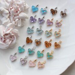 Подвеска Сердце с бледно-голубым фианитом, 14 мм, позолота, П512