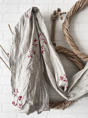 Шарф льняной комби. со штампами 