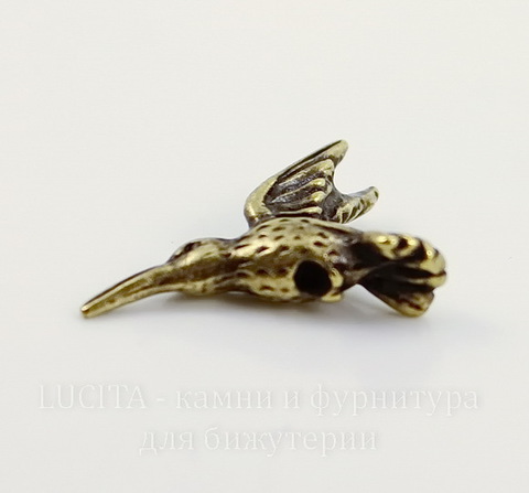 Бусина TierraCast "Колибри" 19х13 мм (цвет-античная латунь)