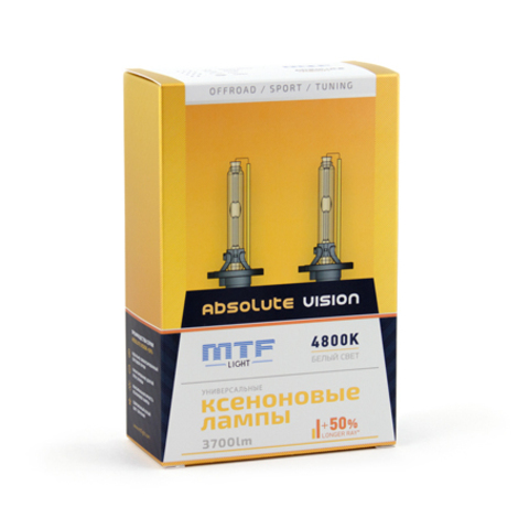 Ксеноновые лампы MTF Light ABSOLUTE VISION +50%, H1, 3800lm, 4800K