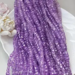 Хрусталь (стекло) граненный, кубик, сиреневый, 6 мм, 1 нить, К211