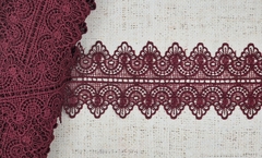 Кружево плетёное, ш. 8,5 см, бордовый