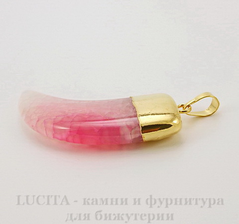 Подвеска Агат (тониров) "Клык" (цвет - бело-розовый) 58,9х21,9х8,7 мм №3